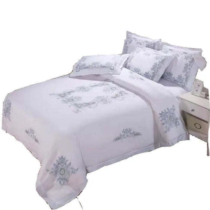 100% cotton Luxury  embroidery bed sheet bedding set  hotel home bedding covers comforter sets queen