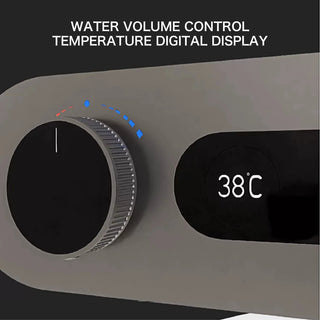 Luxury round gun gray brass shower system intelligent digital display with four functions cold and hot dual control shower Tap