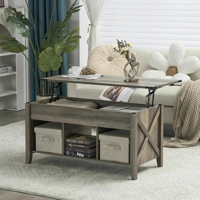 Lift Top Coffee Table, White, with Storage Shelf/Hidden Compartment, Gas Lift Mesa De Centro para Sala Pop Up Coffee Table