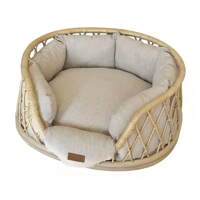 Pet cat and dog sofa rattan nest good cleaning pet bed Indonesian rattan handmade dog rattan bed