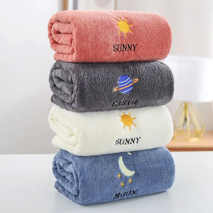 Plus-Sized Bath Towel Towel Set Cotton Absorbent Non-Lint Thickened Cute Washable Microfiber Hair Towel Wrap Beach Towel 70x140