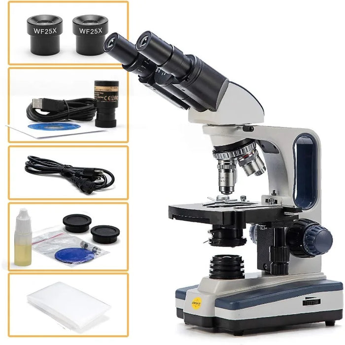 Binocular Compound Microscope SW350B, 40X-2500X Magnification,Siedentopf Head,Research-Grade,Two-Layer Mechanical Stage