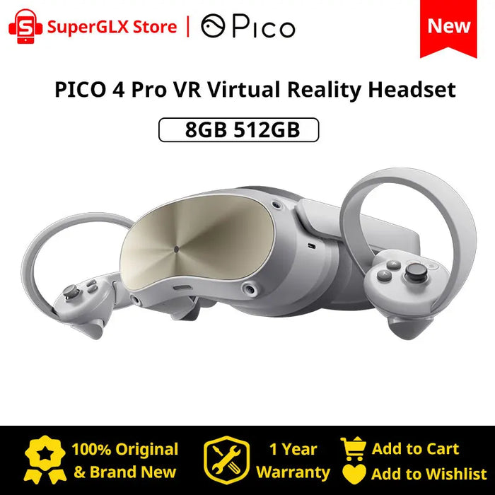 PICO 4 Pro VR Headset 8GB+512GB Support Eyes Tracking Facial Expression Capture 6Dof All-in-one Pico4 Pro VR Headset For SteamVR