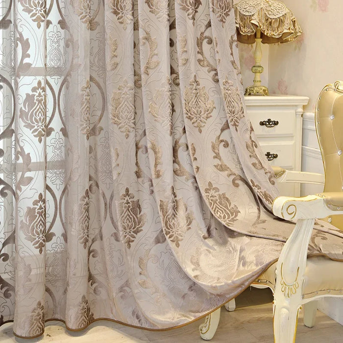 European Luxury Curtains for Living Room Bedroom Dining Custom Atmospheric Relief Tulle Door Window Sheer Curtain Room Decor