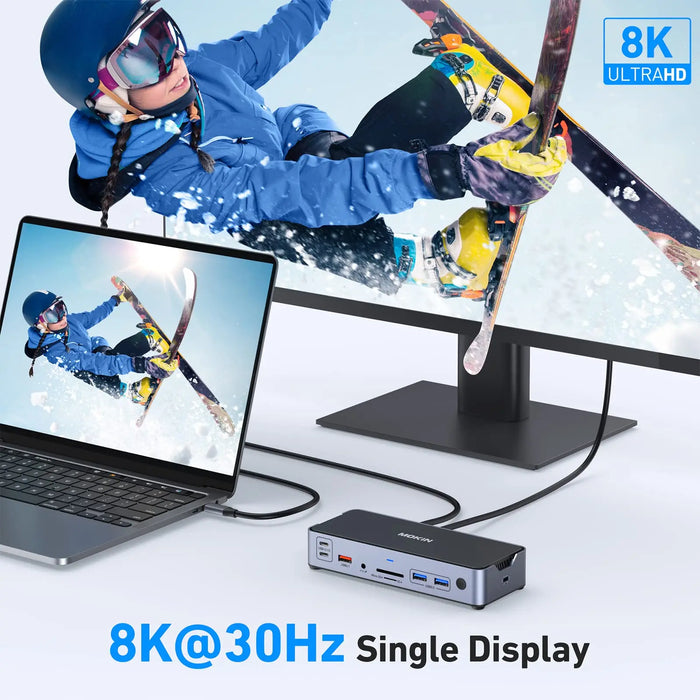 8K USB C Laptop Docking Station,Docking Station 3 Monitors with 2*DP&1*HDMI Ports,15 in 1 Hub Dock for Dual/Triple Monitors,100W