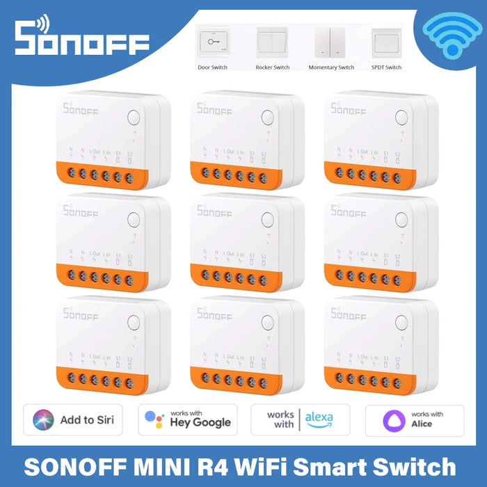 SONOFF MINI R4 WiFi Smart Switch 10A 2 Way Control Smart Home Relay Support R5 S-MATE Voice Control for Alexa Alice Google Home