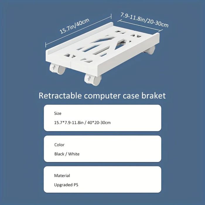 Adjustable Mobile CPU Stand, Ventilated Computer Tower Stand PC Tower Stand with 4 Caster Wheels Fits Most PC, Under Desk Holder