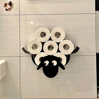 Sheep Tissue Holder Creative Bathroom Attachment Cute Shelf Household Perforation-free Roll Paper Wall Hanging Toilet Paper Box