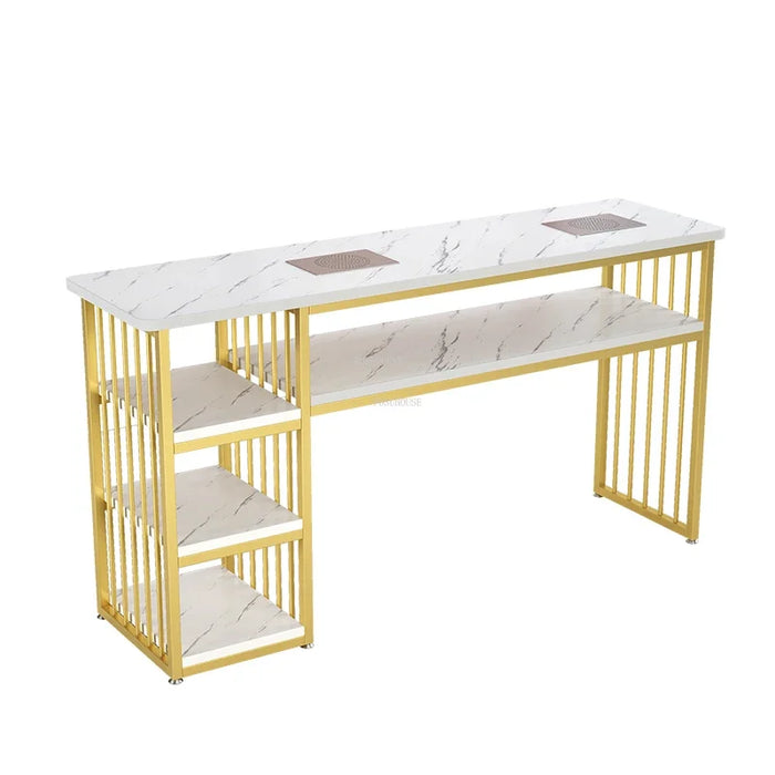 Light Luxury Golden Nail Tables Nordic Professional Manicure Table with Vacuum Salon Furniture Storage Nail Table Desk