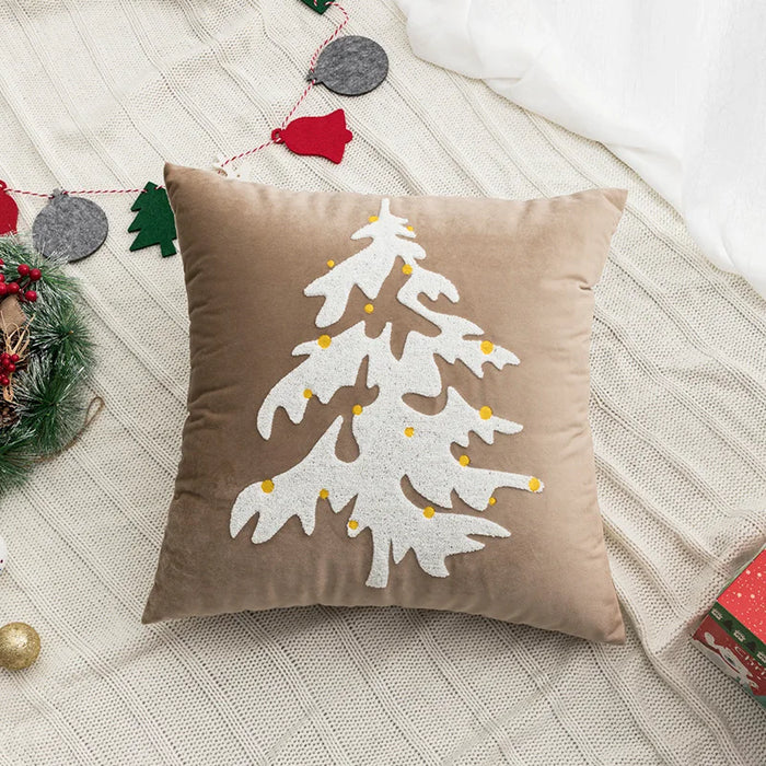 Beige White Nordic Christmas Cushion Cover Letter Tufted Embroidered Cushion Covers Festival Decorative Cushions for Sofa