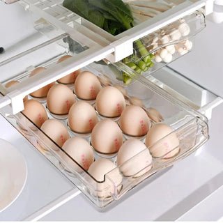 2PCS Fridge Organizer Fruit Food Storage Box Slide Under Shelf Refrigerator Drawer Box Rack Fresh Spacer Layer Egg Shelves