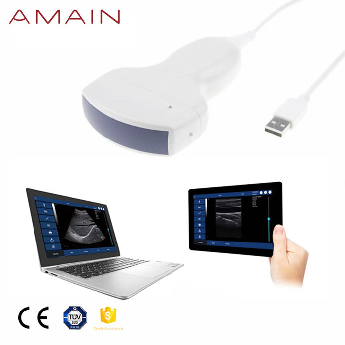 Amain Magiq 2 Convex Basic Handheld Medical Portable Fetal Ultrasound Machine Pulsenmore Baby Electric Plastic CE 2 Years