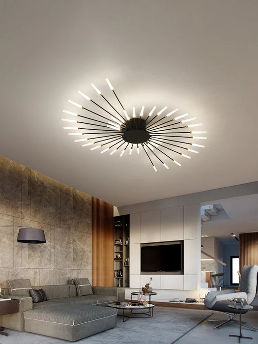 Modern LED Ceiling Chandelier lighting Living room Novelty fireworks shape light Nordic Black/Golden Home decor Bedroom fixtures