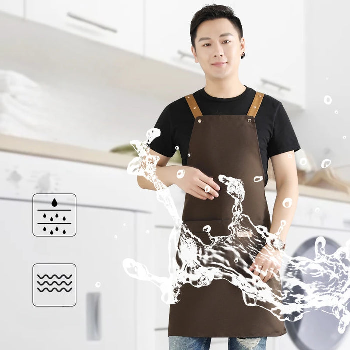 Apron Canvas Water and Oil Proof Apron Modern Simplicity Household Cleaning Tools Work Cook Kitchen Server Work Sleeveless Apron