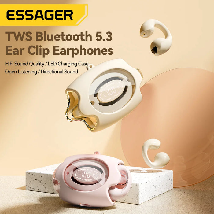 Essager TWS Earclip Earphones Bluetooth Stereo Sports Waterproof Headsets Yoga Male  Female Sports Clip On Wireless Headphones