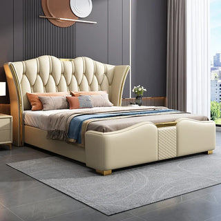 bed Luxury master room leather  modern simple 1.8m master room leather double wedding  1.5m tatami storage soft