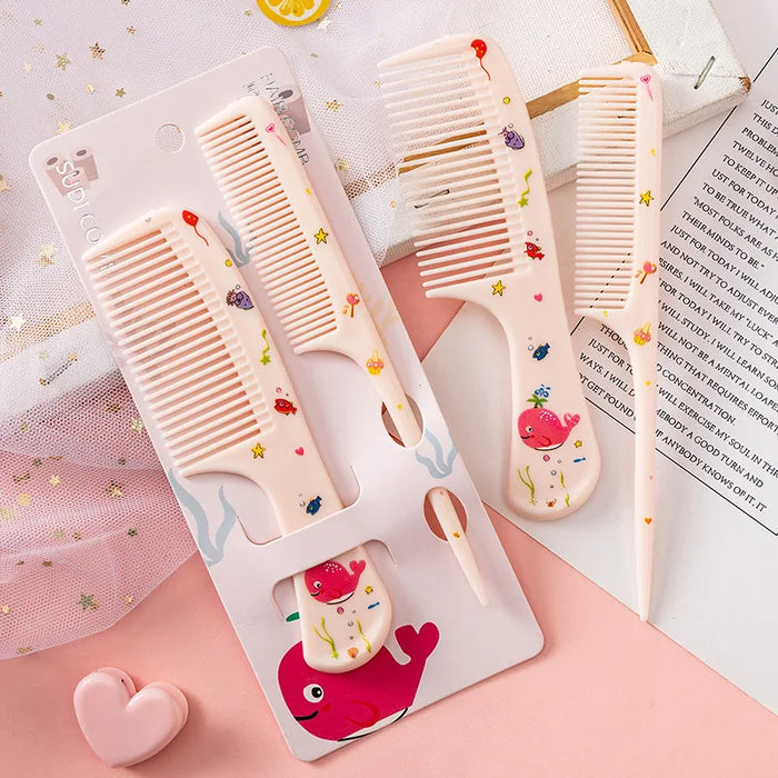 2Pcs/set Cute Cartoon Kids Hairdressing Hairbrush Comb Anti-static Untangling Hair Brush Health Care Tools for Girls Women Stuff