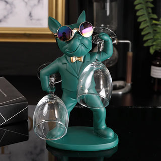 Home Decoration Dog Ornaments French Bulldog Wine Glass Holder Wine Holder Stand Table Decoration Nordic Resin Sculpture