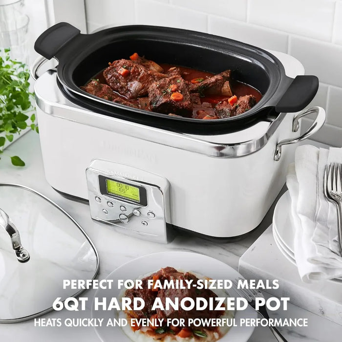 8-in-1 Programmable 6QT Electric Slow Cooker,Dishwasher Safe ,Removable,PFAS-Free,Nonstick Multi-Cooker,Sear,Sauté,Steam Basket