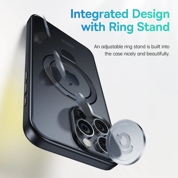 Baseus Magnetic Stand Case for iPhone 15 Pro 15 14 13 Pro Max Plus Case 180° Adjustable Kickstand Ring for MagSafe Charging Case