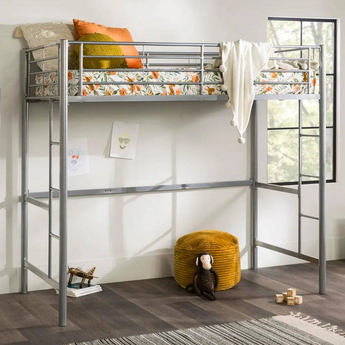 Modern Twin-Size Children's Bed Frame Bedroom, Twin-Size, Grey