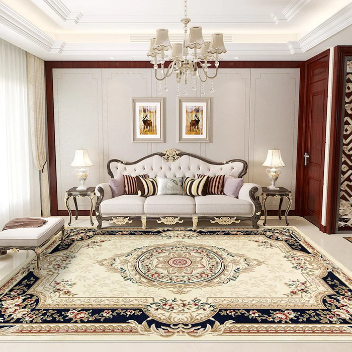 Retro Chinese Carpet Living Room Sofa Large Area Decorative Rugs Bedroom Bedside Luxury Court Classical Polyester Home Floor Mat