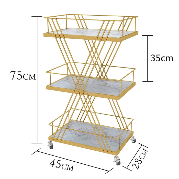 Iron Art Salon Trolleys Modern Salon Furniture Beauty Salon Trolley with Wheels Light Luxury Golden Rack Home Multi-layer Rack U