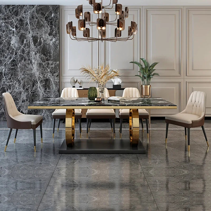 Light luxury marble table and chair combination, post-modern simple family, small family, Hong Kong Style rectangular table