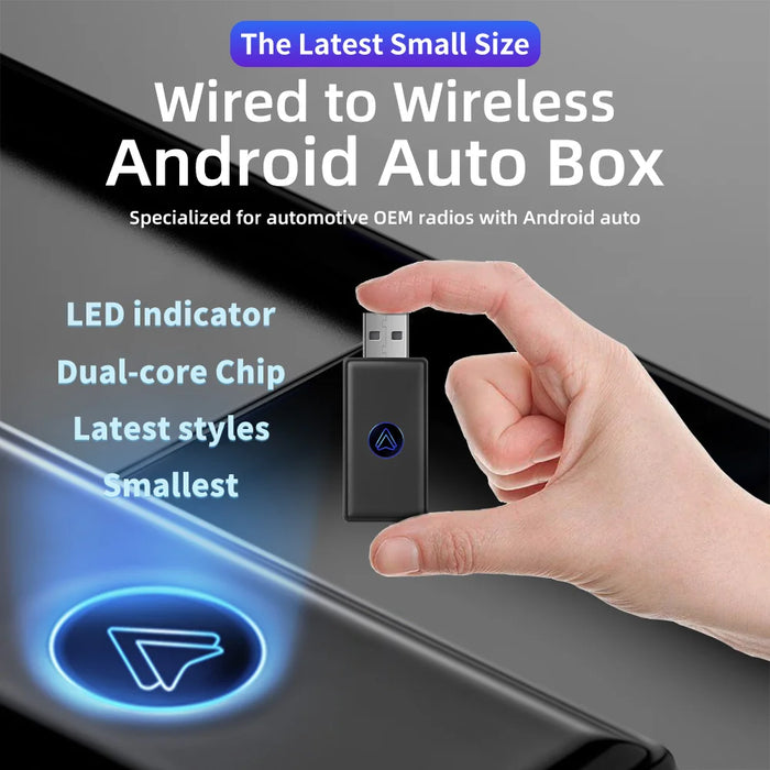 New Upgrade Mini Wired to Wireless Android Auto Adapter for Wired Android Auto Car Smart Ai Box Bluetooth WiFi  Auto connect Map