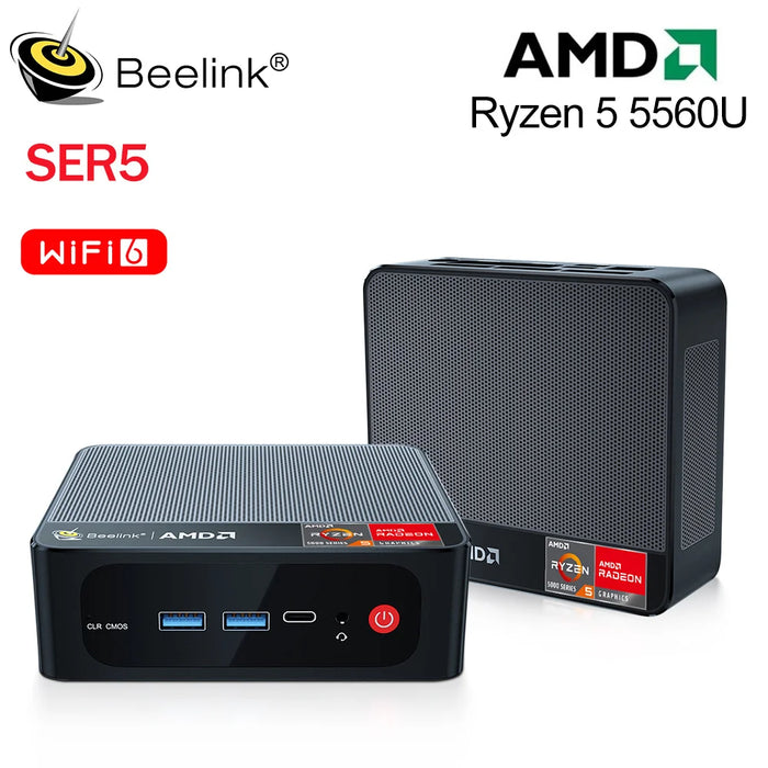 Beelink Mini PC AMD Ryzen 5 5560U 7 5700U 5800H SER5 Pro Max Desktop Gaming Computer WiFi6 BT5.2 DDR4 16GB 500GB SSD 32GB 1T