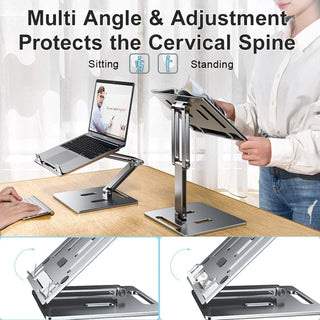 Eary Aluminum Laptop Stand Free Lift Height Multi-Angle Adjustable Reading Desk with Foldable Base Notebook Desktop Holder