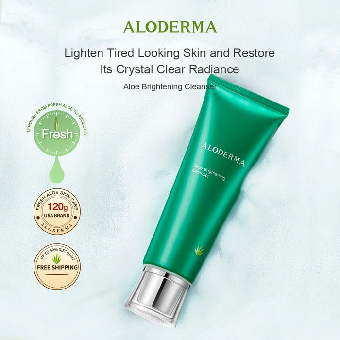 ALODERMA Natural Aloe Brightening Facial Cleanser Organic Aloe Vera Whitening Face Wash Gently Deeply Cleanse Soften Skin 120g