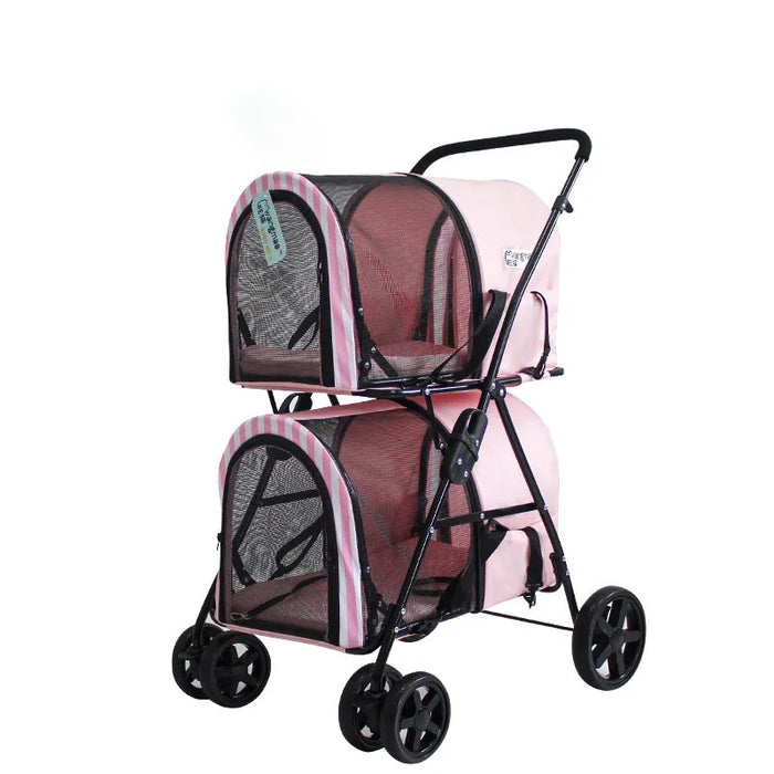 Lealoncat BL12 Four Wheels unique double Pet Stroller for Dog Cat with custom logo