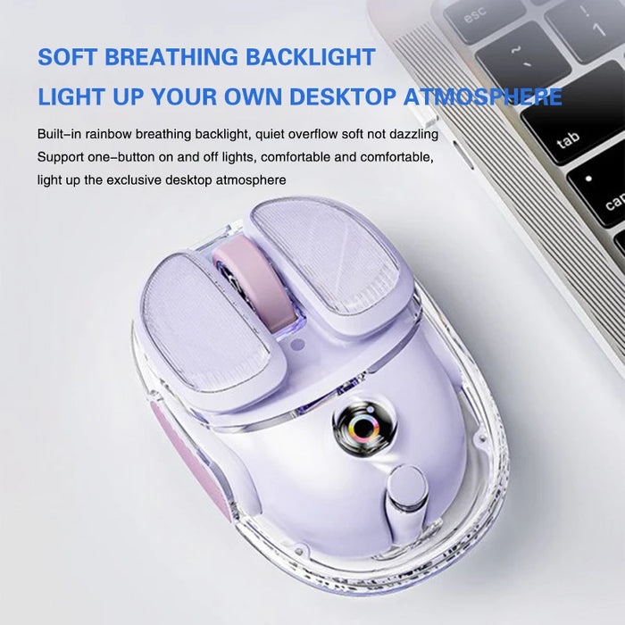 Portable Wireless Bluetooth Dual Mode Mute Mouse Girl Cute Mixed Light Study Office Mouse Esports Gaming Charging Mouse