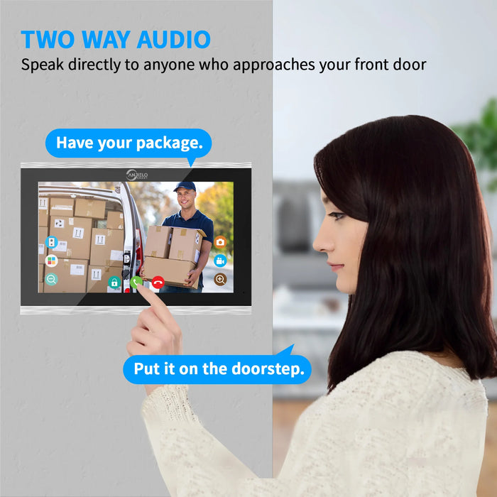 Video Intercom Tuya 7/10 Inch Doorphone Touch Screen with Wired Doorbell 1080P 148° APP Password Fingerprint 1 monitor+1 camera