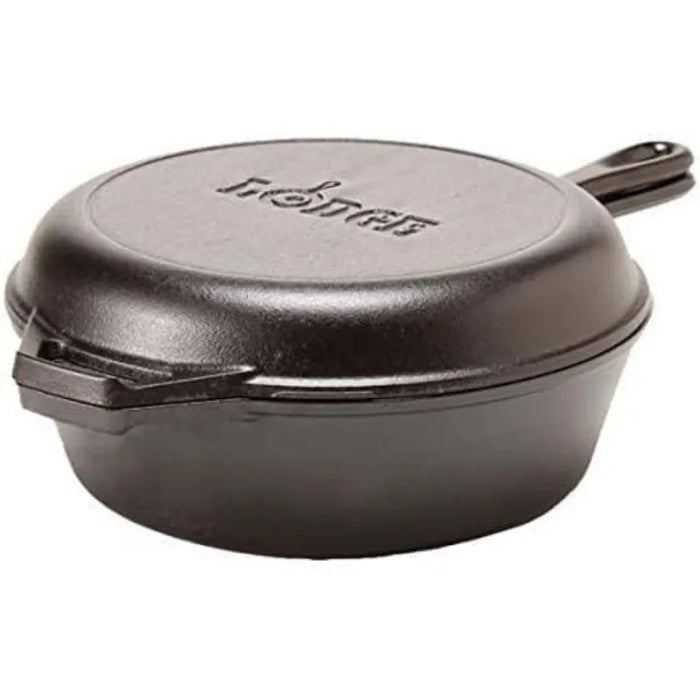 Lodge Pre-Seasoned 2-in-1 Cast Iron Combo Cooker - 3.2 Quart Deep Pot Cooker + 10.25 Inch Frying Pan - Use in the Oven,