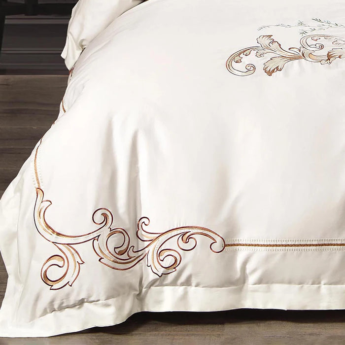 High-end Chic Embroidery Princess White Bedding Set Luxury Europe Style Long-staple Cotton Duvet Cover Bed Sheet Pillowcases