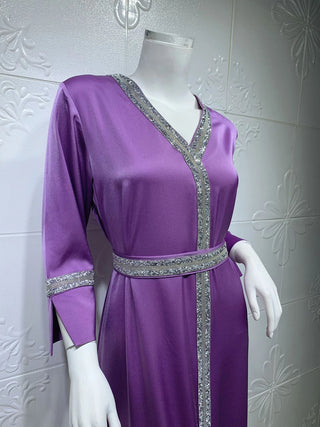Arab Party Dress Diamonds Women Jalabiya Moroccan Kaftan Arabian Clothing Dubai Saudi Robe Muslim Evening Ramadan Eid Abaya Gown