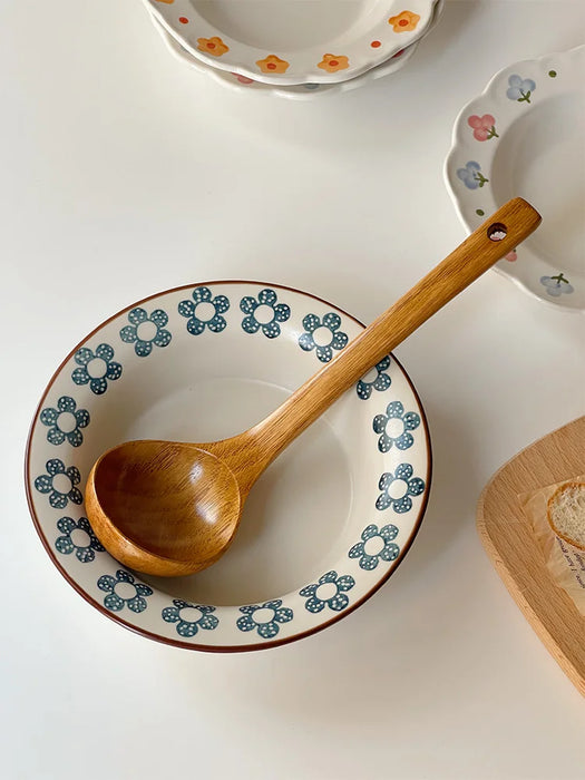 Munins Japanese handmade solid wood straight handle large soup spoon oil spoon hot pot spoon Congee spoon large wooden spoon