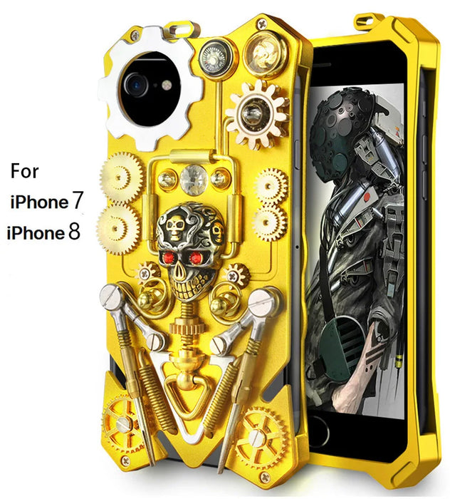 For Iphone Se 2020 Phone Case Iphone Se 2nd Gothic Full Metal Mechanical Gear Armor Case For Iphone Se 6 7 8 4.7 Inch Coque