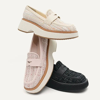 （Broken Size）Original Design Mixed Color Woven Platform Loafers Summer New Thick Sole Casual Women Boots Round Toe Slip On Shoes