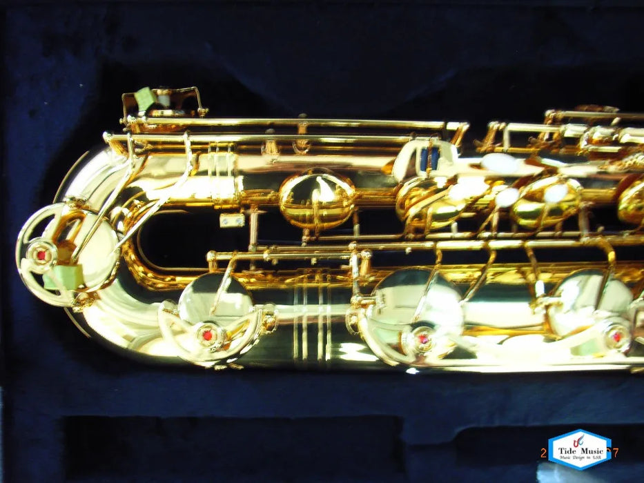 Top selling gold lacquer yellow brass Eb key baritone saxophone with hard case