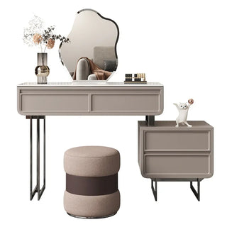 Minimalist slate dressing table senior designer bedroom light luxury modern dressing table telescopic storage cabinet