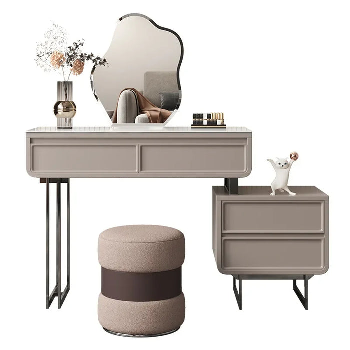 Minimalist slate dressing table senior designer bedroom light luxury modern dressing table telescopic storage cabinet