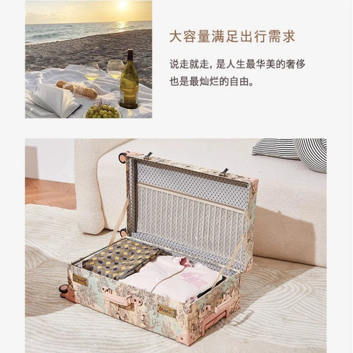 Boarding Handmade Vintage Luggage Small Fresh Travel Case Universal Wheel Trolley Box Female 20 Inch Boarding Luggage