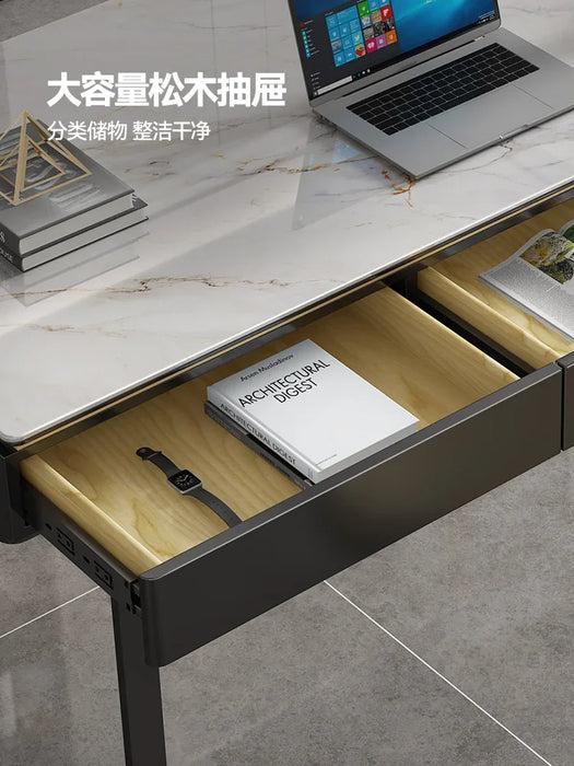 Light luxury desk modern minimalist study designer wabi-sabi style high-end home slate computer