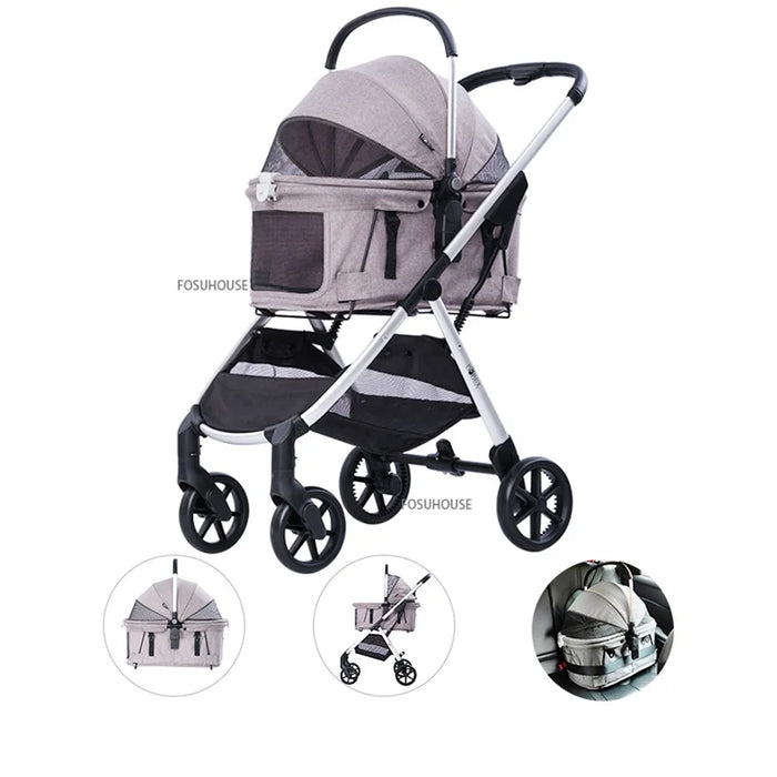 Nordic Portable Separable Pet Bag Pet Stroller for Cat Dogs Car Seat Foldable Seasons Universal Stroller Outdoor Walking Trolley