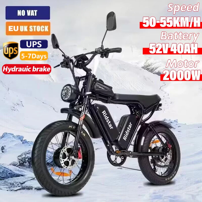 EU Q20/Q20pro adult electric bicycle 2000W 48V 40AH waterproof powerful dual motor 20*4.0 inch fat tire mountain electric bicycl