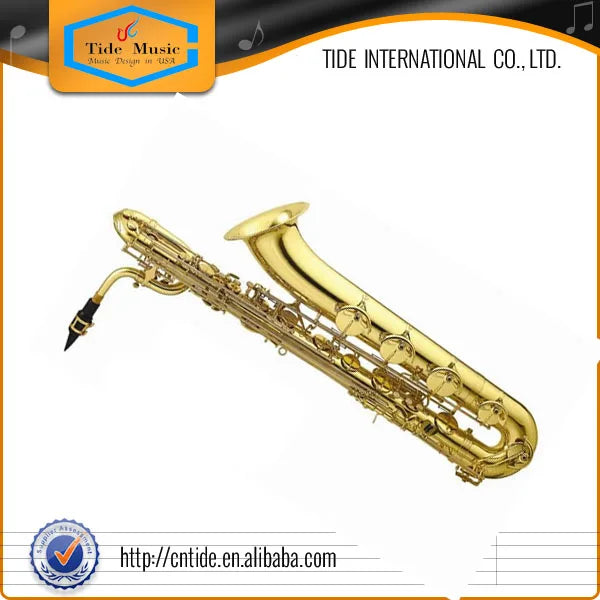 Top selling gold lacquer yellow brass Eb key baritone saxophone with hard case