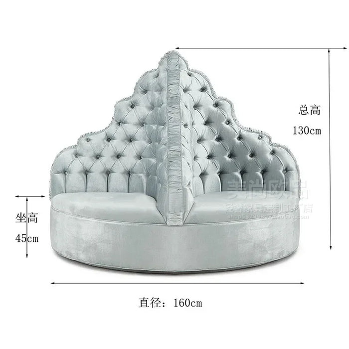 Custom-made American country shop shaped card seat art velvet zipper multi-person shoe stool complete silver round sofa